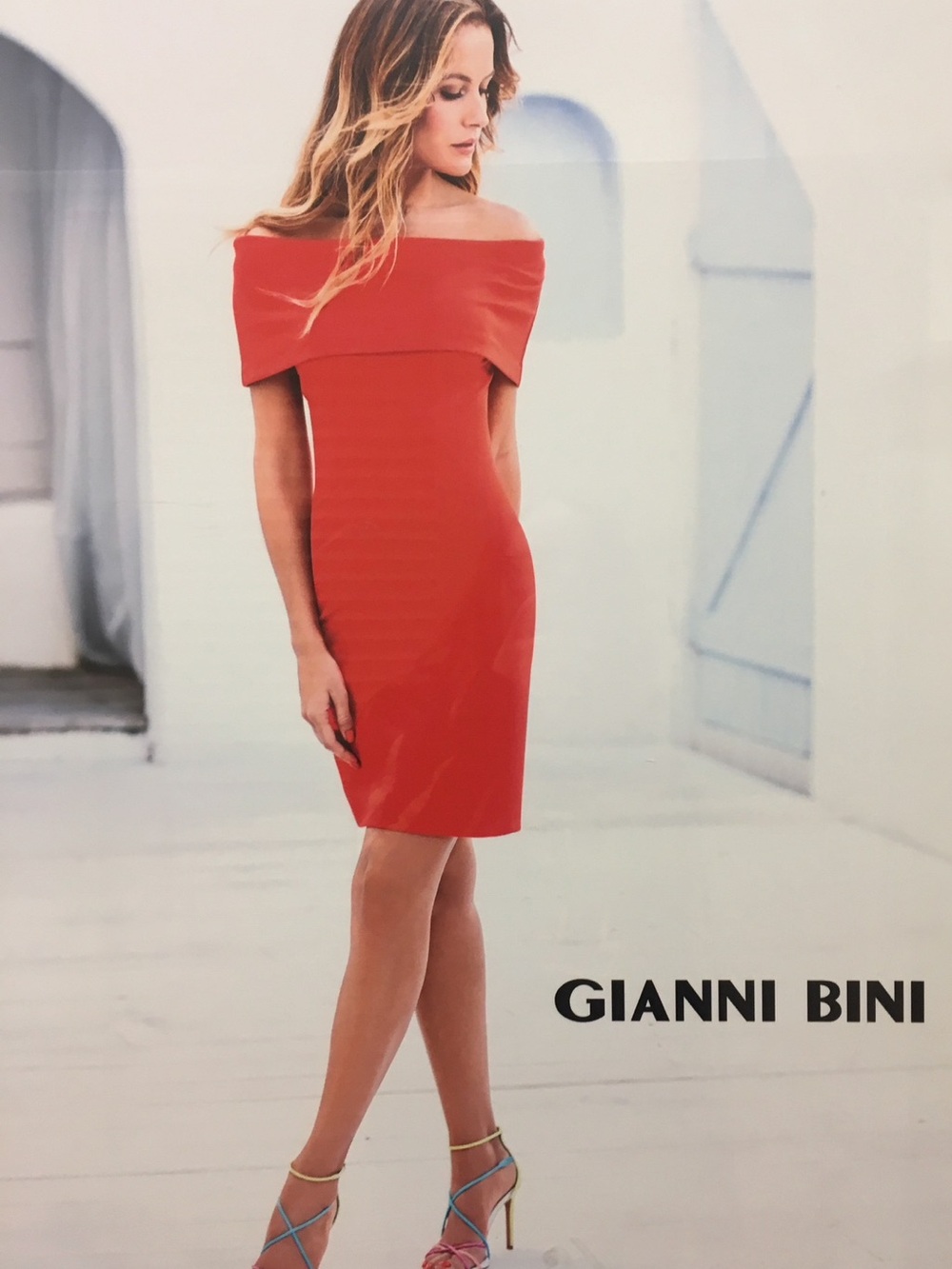 Gianni Bini Red Off-The-Shoulder Sheath Dress